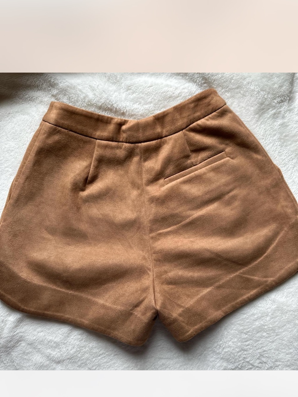 Women's Camel High-Waist Tailored Shorts